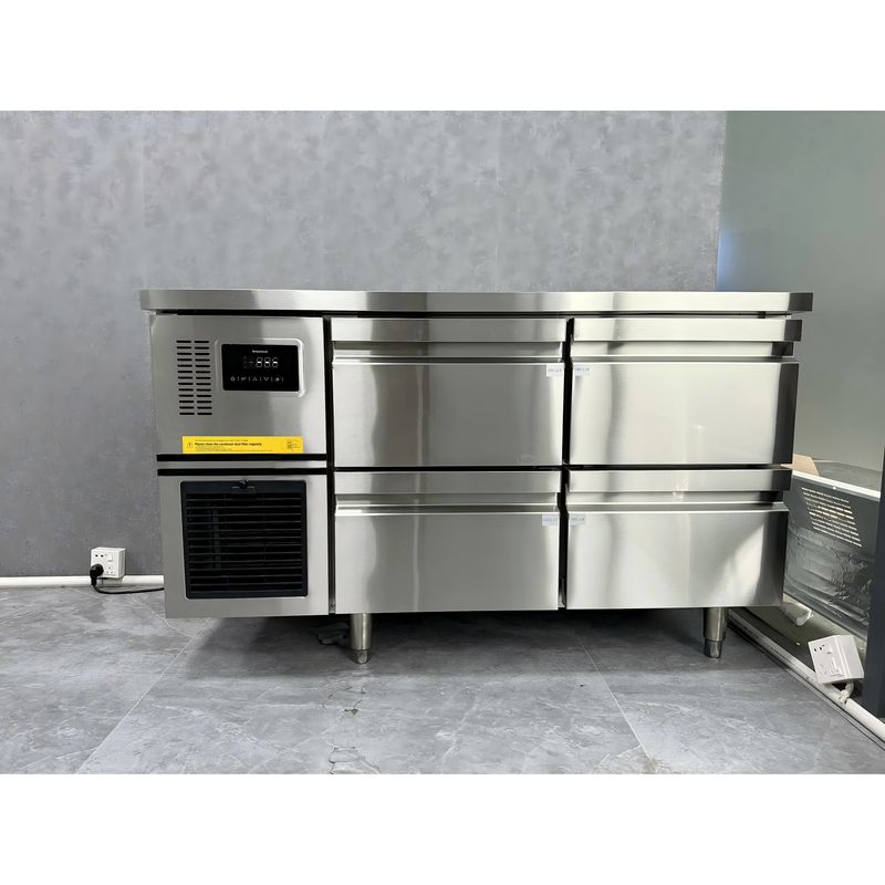 Frigorifero a cassetto in acciaio inossidabile commerciale con 4 cassetti a temperatura singola e scorrevole importato