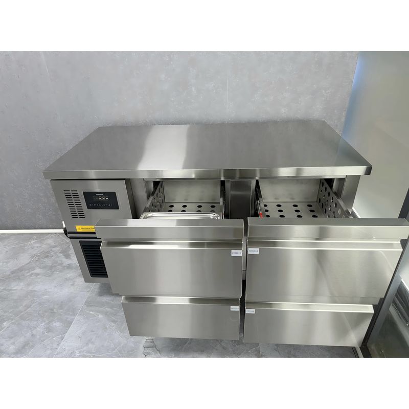 Frigorifero a cassetto in acciaio inossidabile commerciale con 4 cassetti a temperatura singola e scorrevole importato