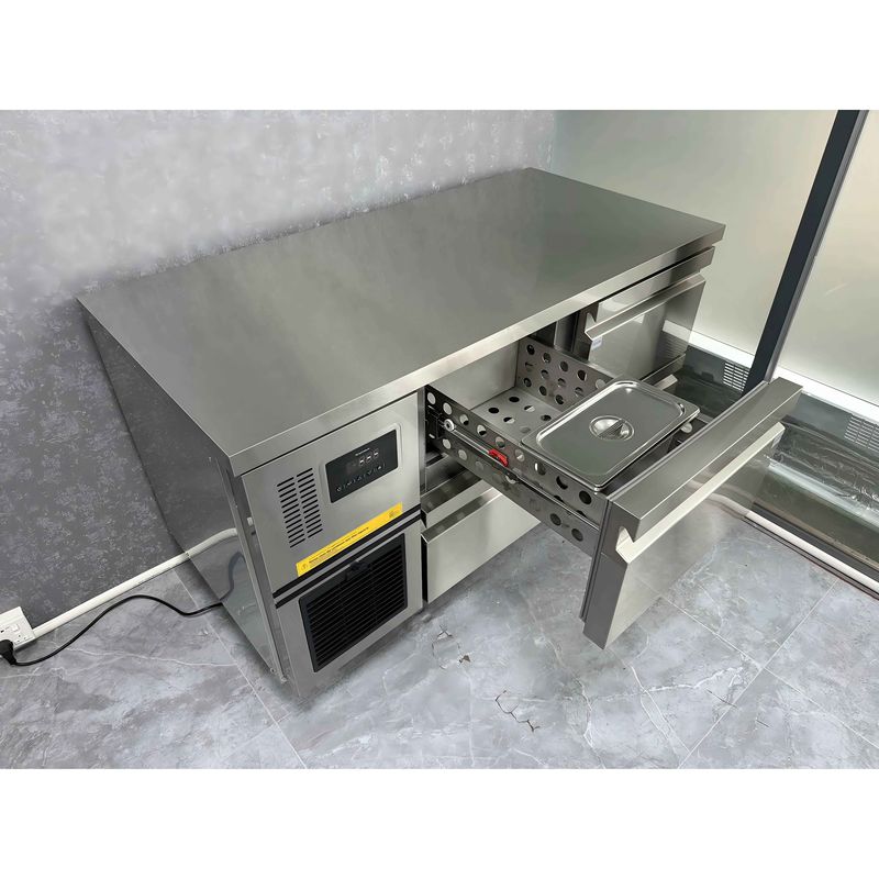 Frigorifero a cassetto in acciaio inossidabile commerciale con 4 cassetti a temperatura singola e scorrevole importato