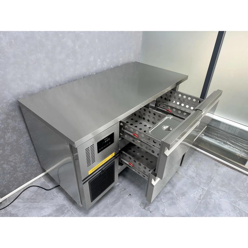 Frigorifero a cassetto in acciaio inossidabile commerciale con 4 cassetti a temperatura singola e scorrevole importato